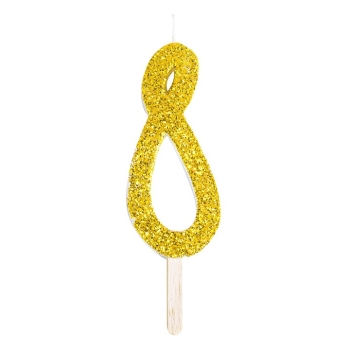 Number Candle - 8 - Glitter Gold